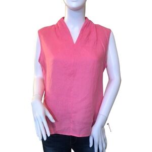 TALBOTS‎ Pink 100% Irish Linen Size 12 Sleeveless Blouse Tank Top Summer Coastal
